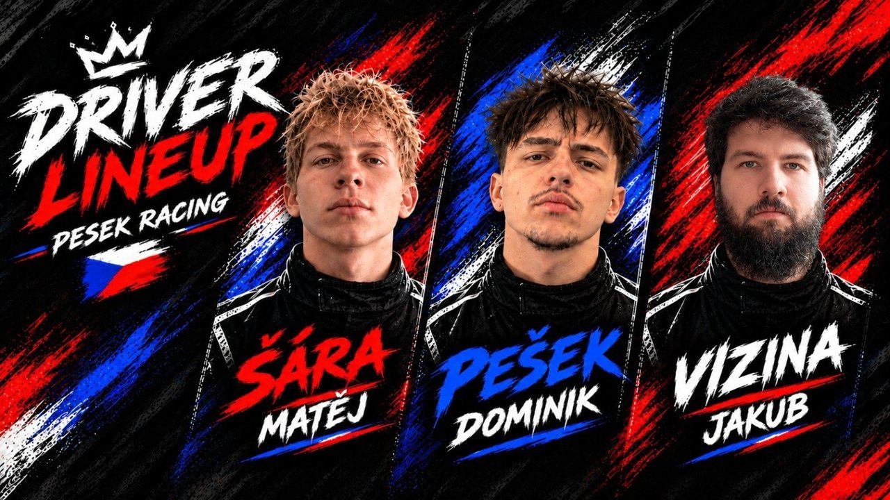 Pešek Racing – jazdecká zostava Matěj Šára, Dominik Pešek, Jakub Vizina